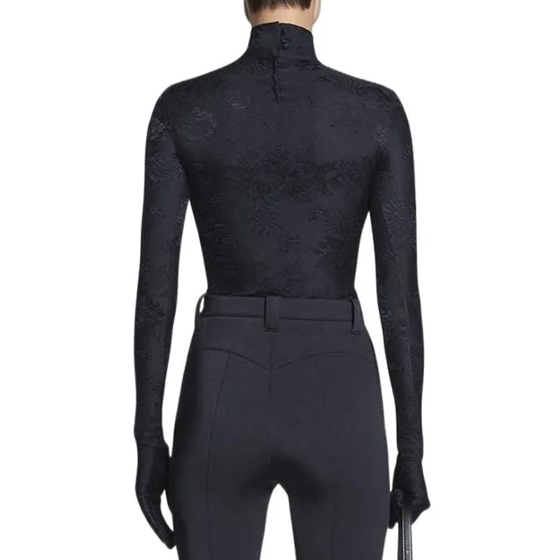 Balenciaga Lace Top With Gloves 'Black'-5