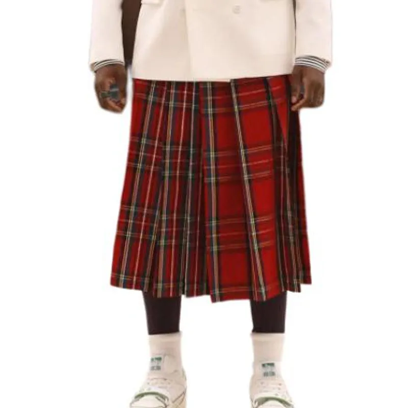 LOUIS VUITTON Tartan Check Pleated Skirt Red-2