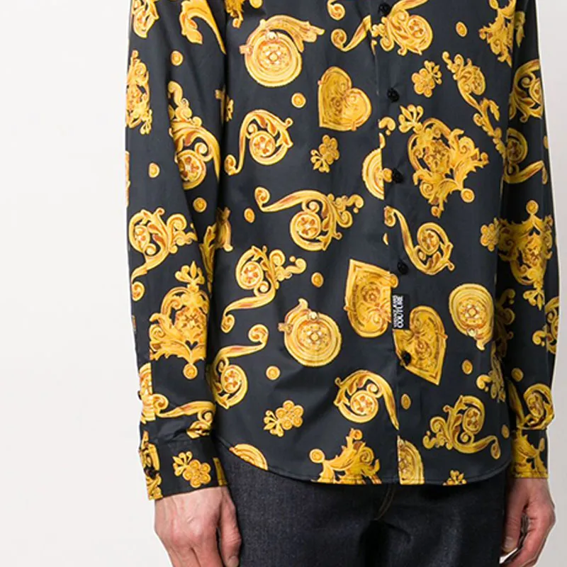 VERSACE JEANS COUTURE Shirts Men Gold Pattern-5