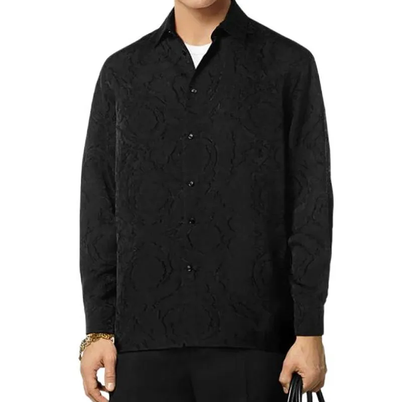 VERSACE Patterned Jacquard Long Sleeved Buttoned Shirt-2