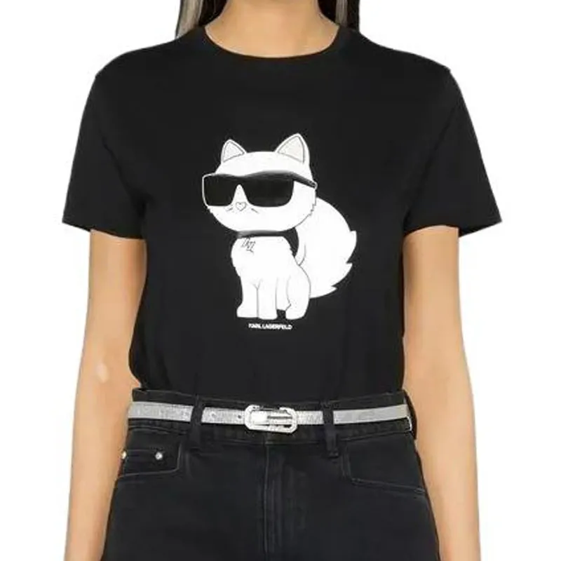Karl Lagerfeld Ikon Choupette Organic cotton T shirt-2