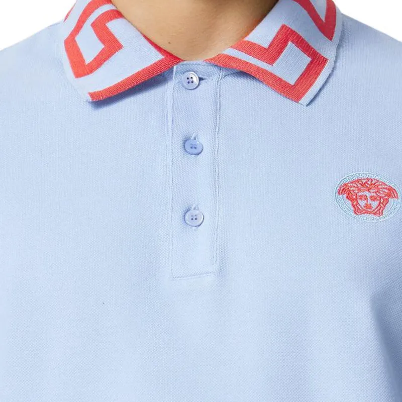 VERSACE Medusa Embroidered Short Sleeved Polo Shirt-4