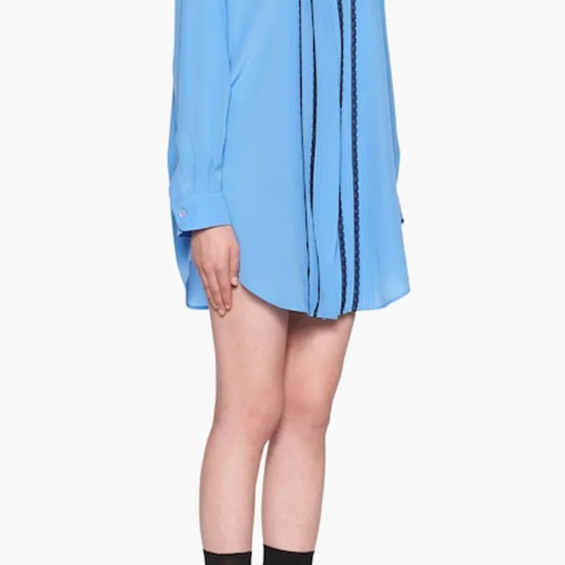 MIU MIU FW22 Long Sleeved Dresses Women's Light Blue-5