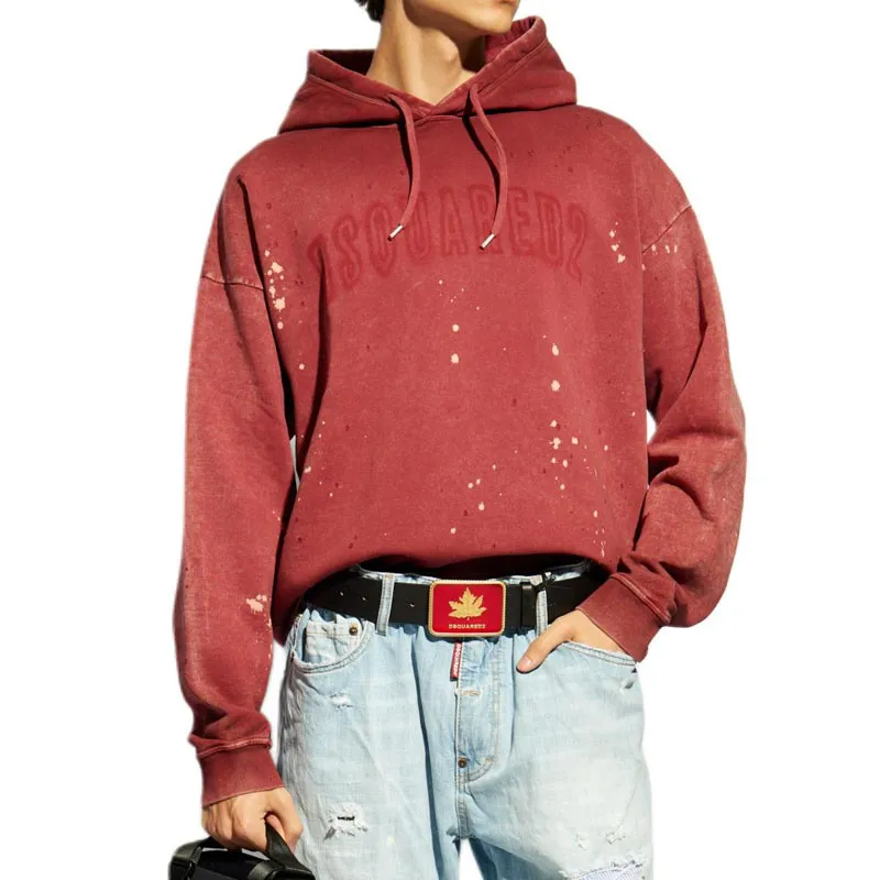 DSQUARED 2 Paint Splatter Detailed Drawstring Hoodie-2