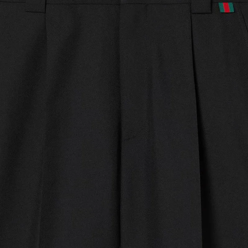GUCCI Twill Web Pleated Gabardine Shorts-5