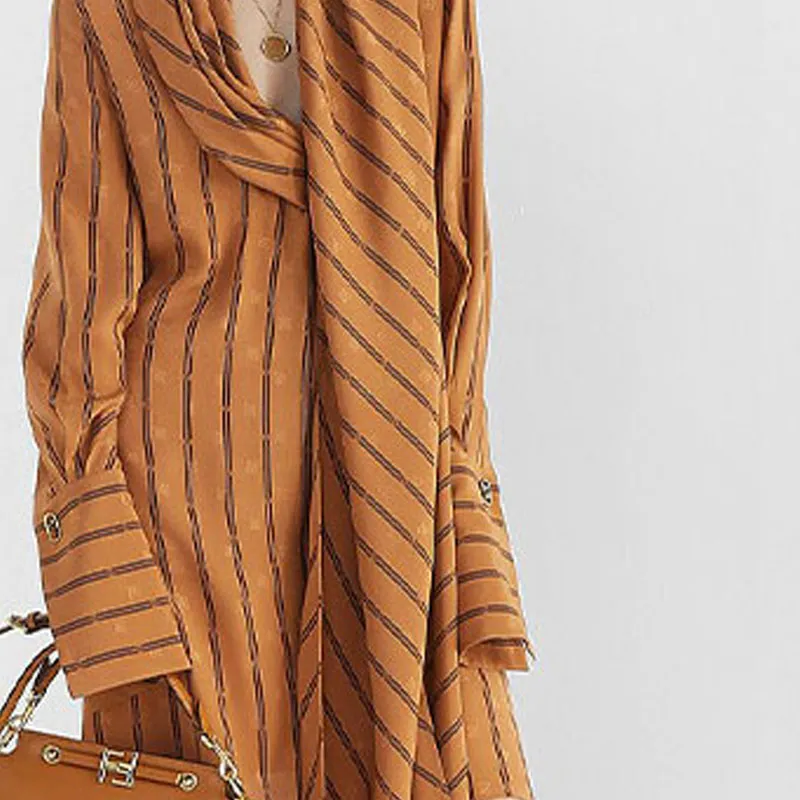 FENDI Karligraphy Striped Silk Dress-4