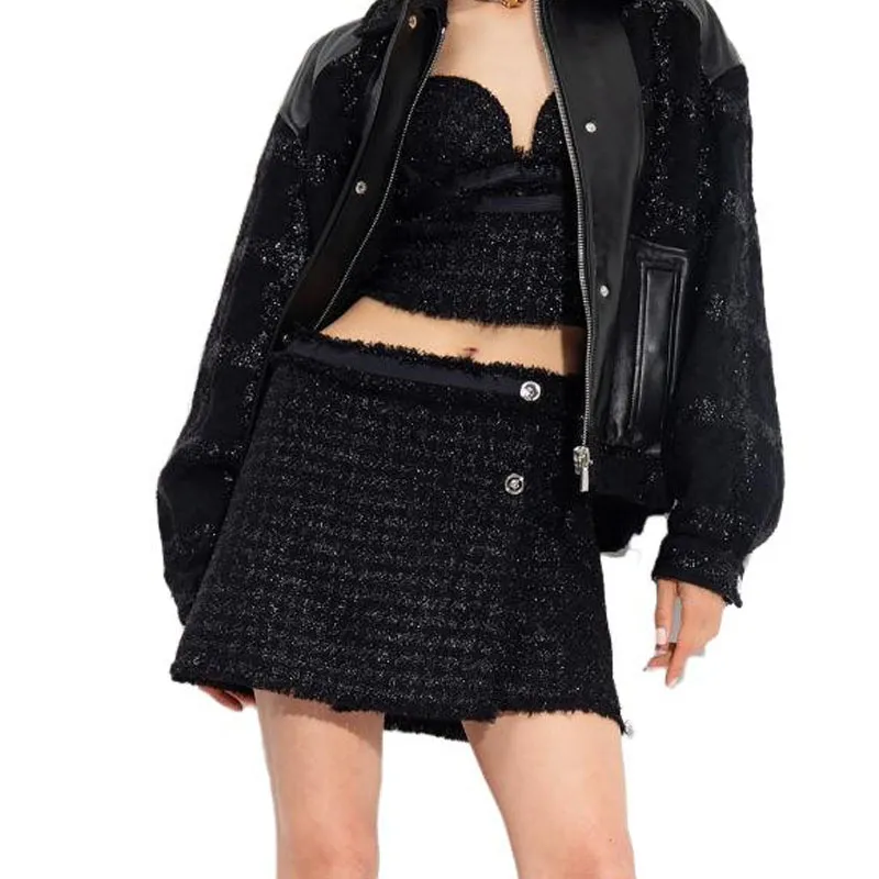 VERSACE Long-Sleeved Leather Jacket-1