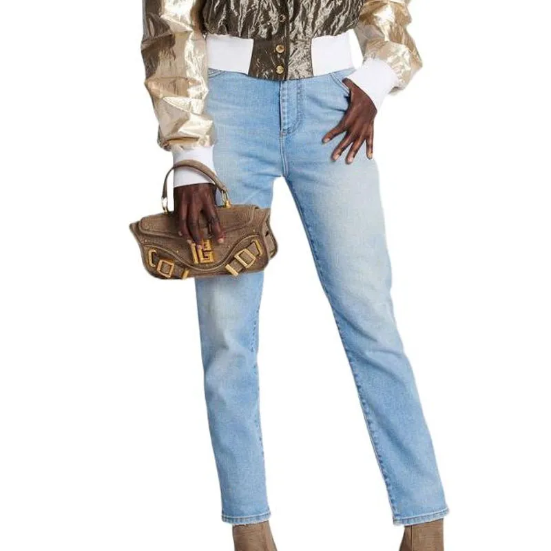 BALMAIN High Waist Straight Leg Jeans-2