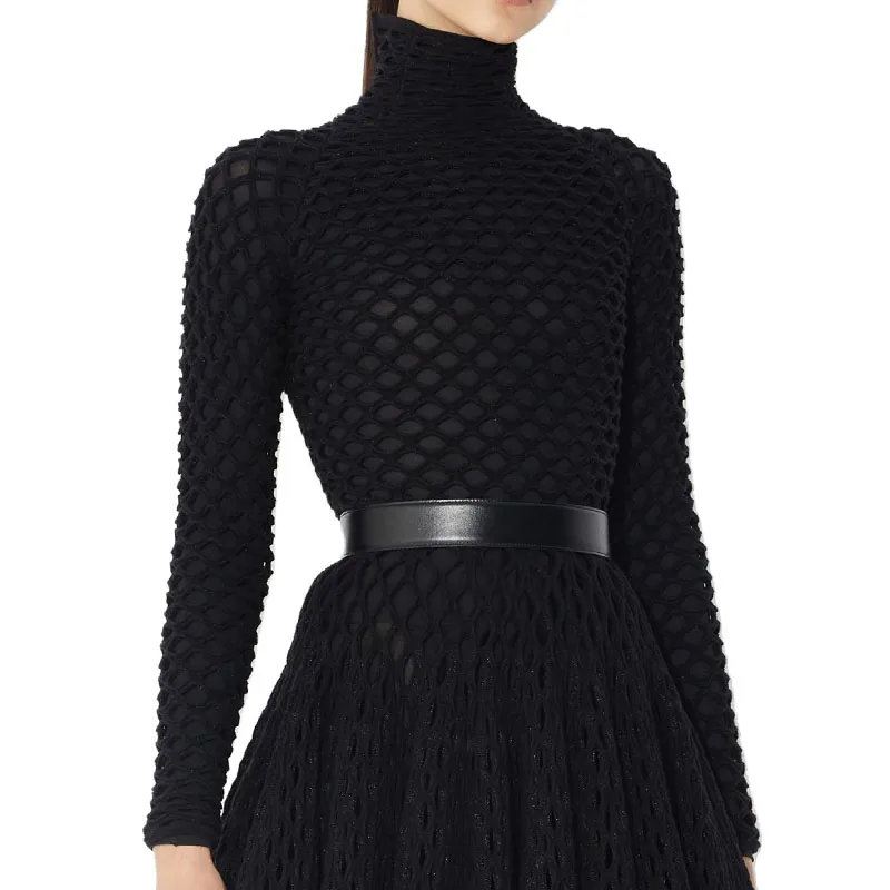 Alaia Knitted Turtleneck Cage Pullover-1