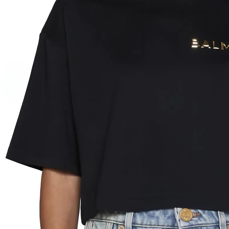 BALMAIN Logo Embellished Crewneck T Shirt-6