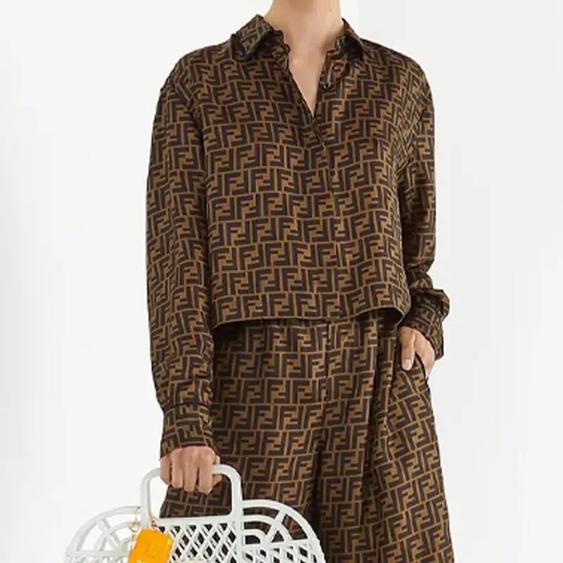 FENDI Shirts Women's Brown-2