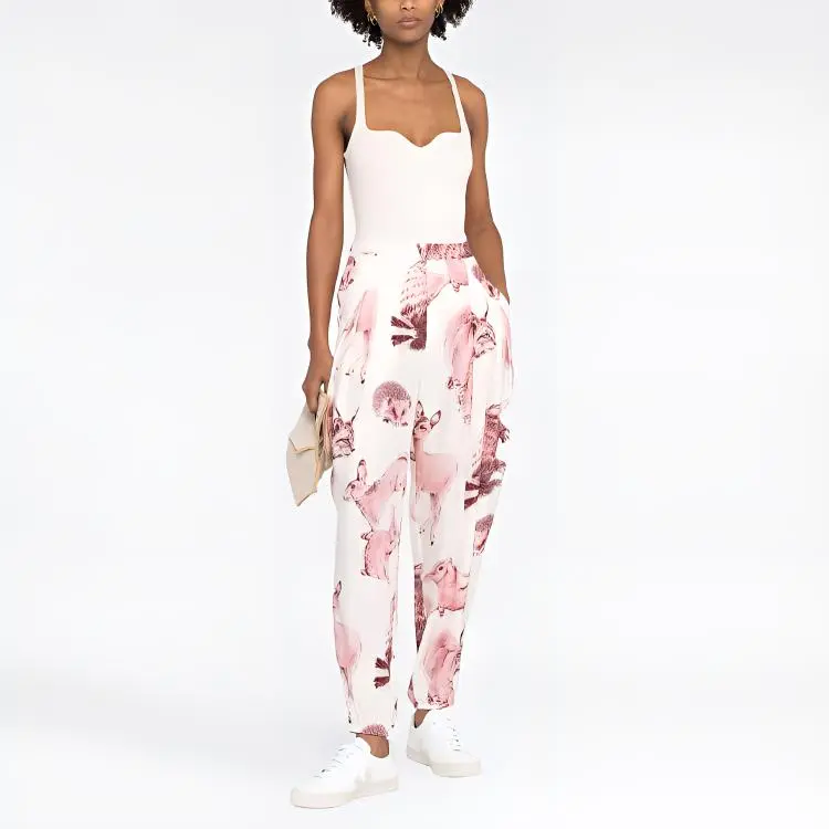 Stella McCartney High-Waist Animal-Printed Pleated Trousers-1