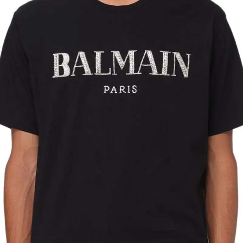 BALMAIN Vintage Logo Embellished Crewneck T Shirt-4