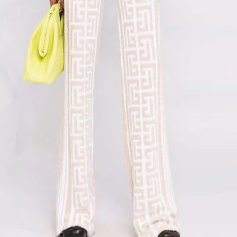 BALMAIN Knitted Sweatpants Women's Beige-4