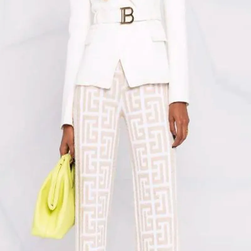 BALMAIN Knitted Sweatpants Women's Beige-5