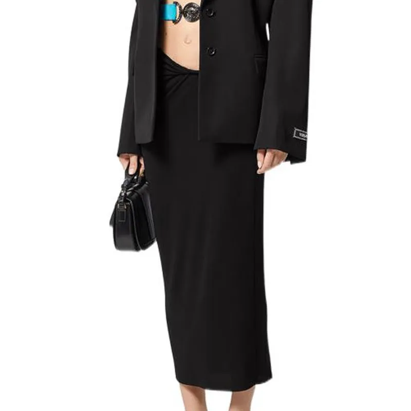 VERSACE Gathered Detail Midi Skirt-2