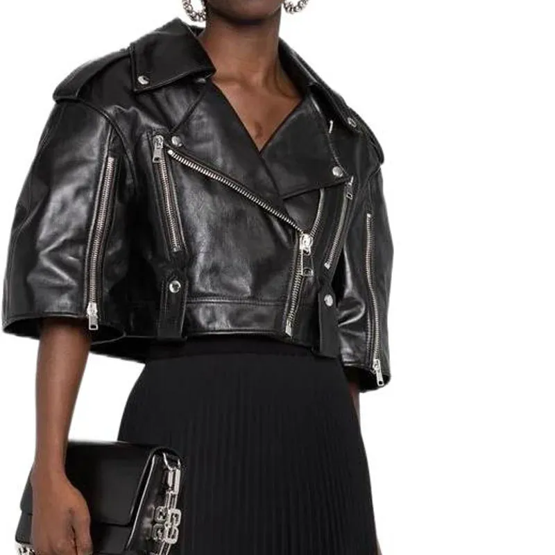 Alexander McQueen Leather Jackets Women's Black-1