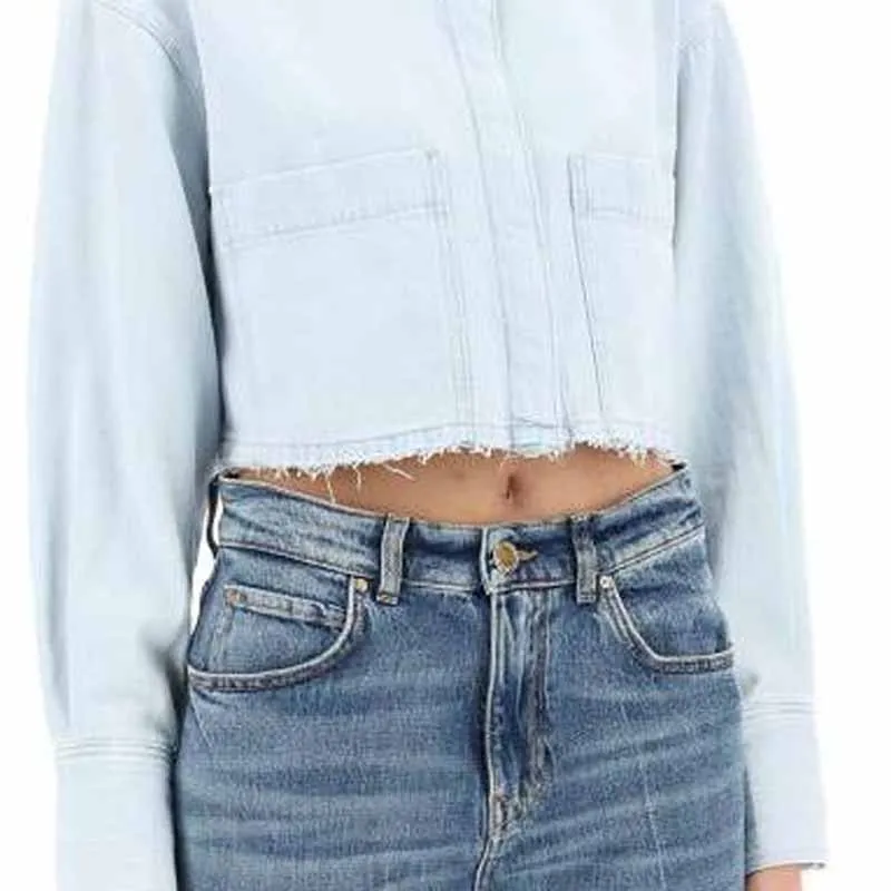 PINKO Cropped Denim Shirt-5
