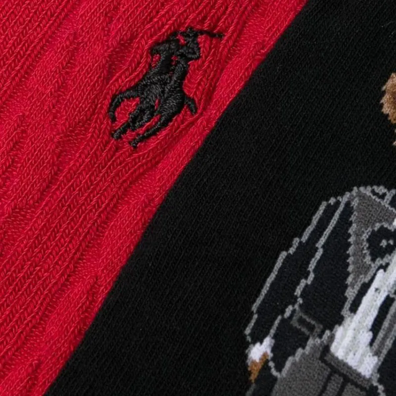 Polo Ralph Lauren FW24 Mid-Calf Socks Unisex 3 Pack Scarlet+Marine Blue/Forest Green+Black-2