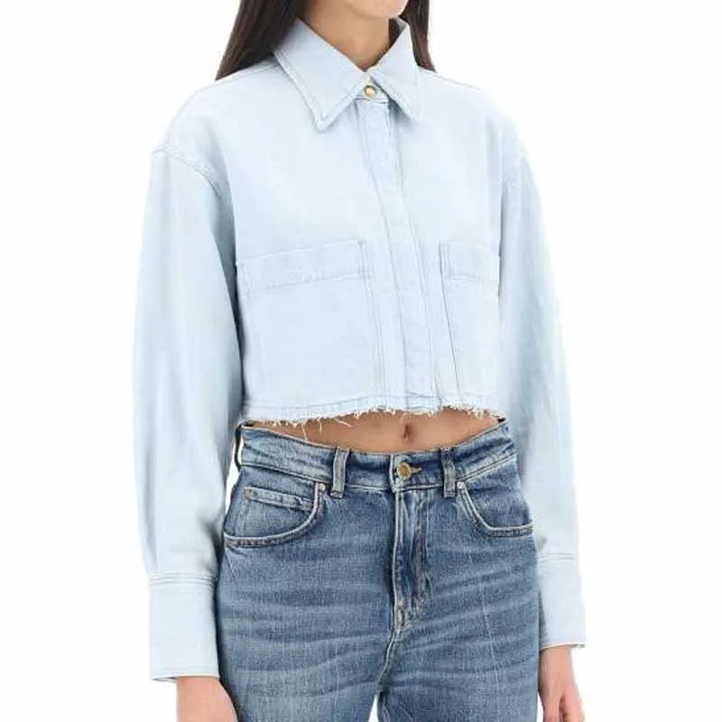 PINKO Cropped Denim Shirt-3