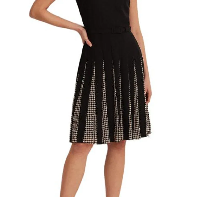 Polo Ralph Lauren Belted Double-Faced Georgette Dress Sleeveless Dress Women's Black-4