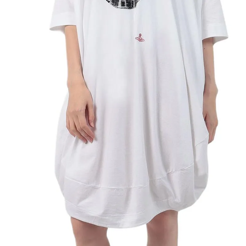 Vivienne Westwood Graffiti Framed Flower Dress Short-Sleeved Dresses Women's White-3