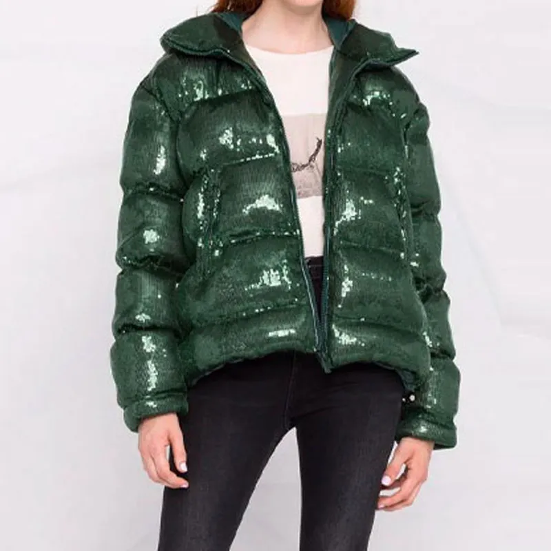 PINKO Puffer Jacket Women's Green-2