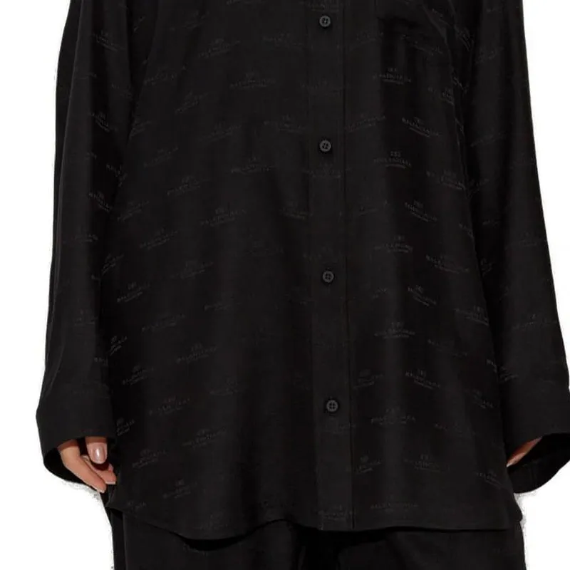 Balenciaga Allover Logo Oversized Shirt-5