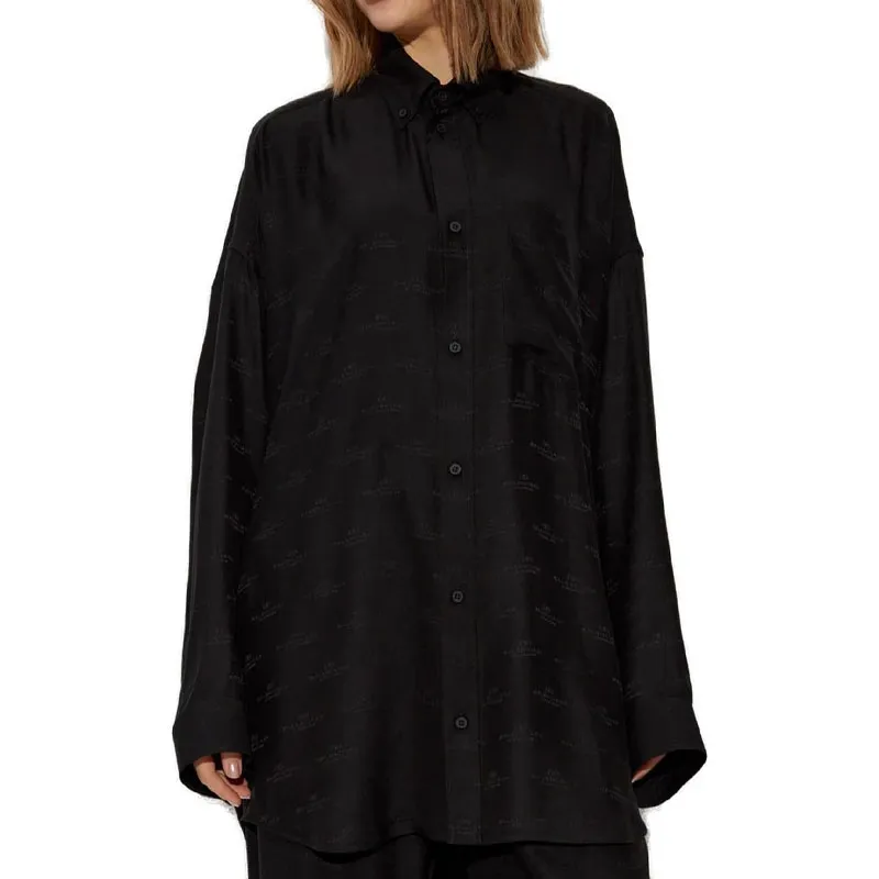 Balenciaga Allover Logo Oversized Shirt-2