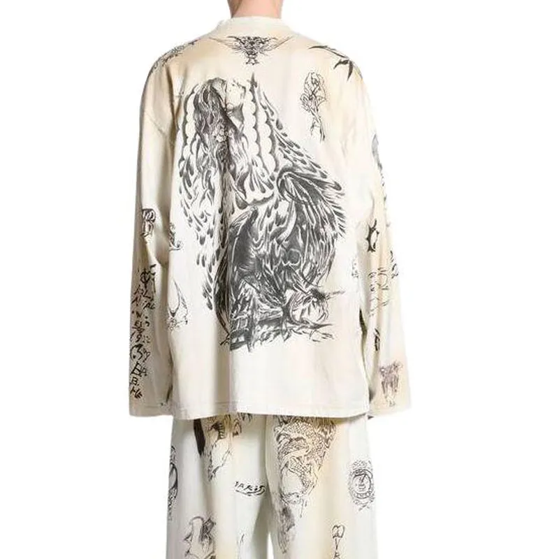 Balenciaga Tat Long Sleeve T-Shirt Oversized T-Shirt Loose Fit Unisex Gray White-4
