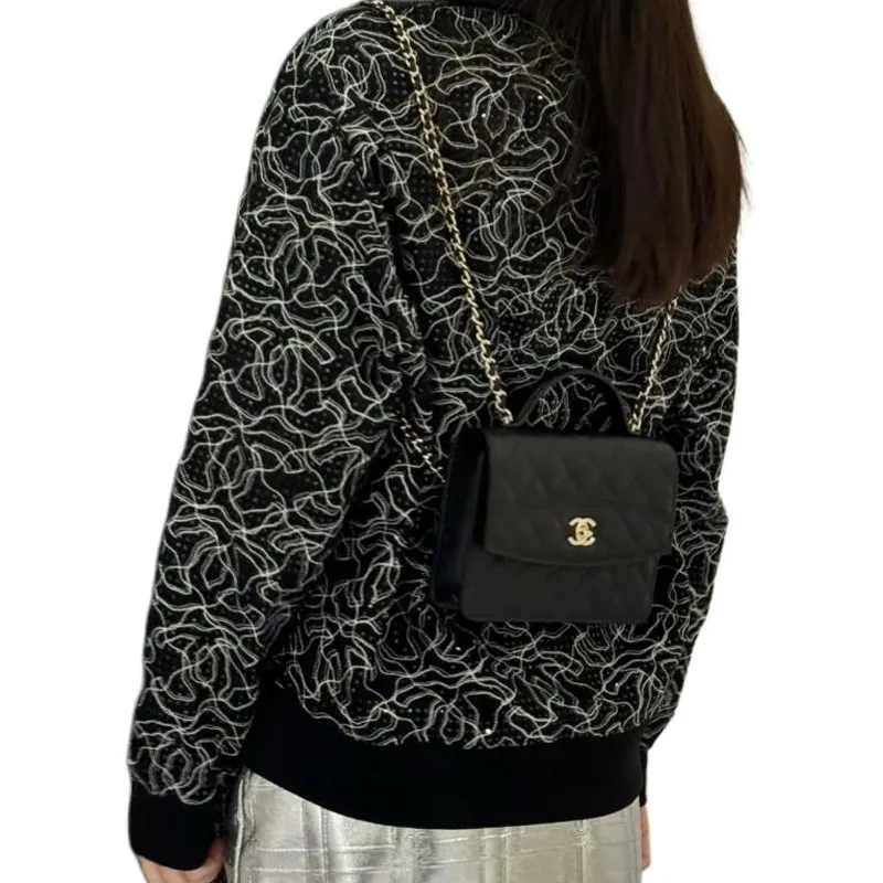 CHANEL Polo Shirt Women's Black White-2