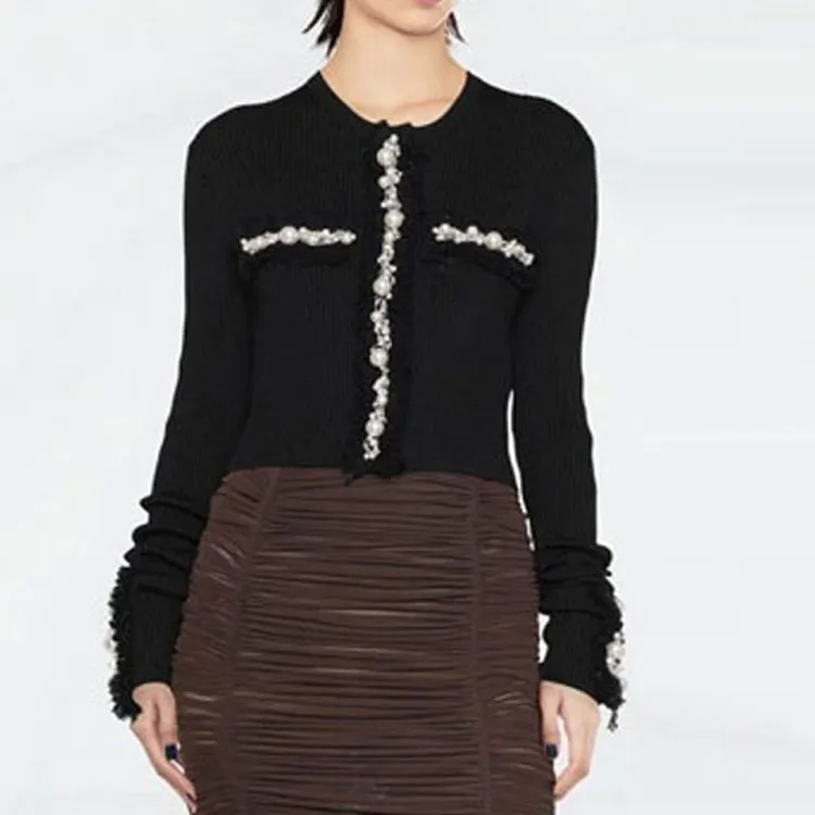 BALMAIN Embellished Ribbed Cardigan-1
