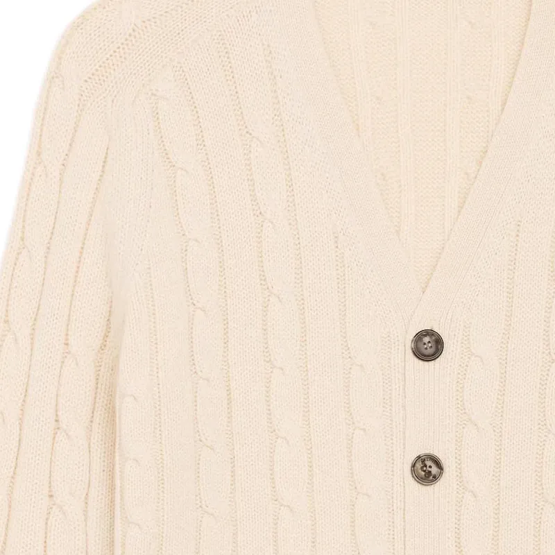 CELINE Cable knit Triomphe Cardigan In Cashmere-3