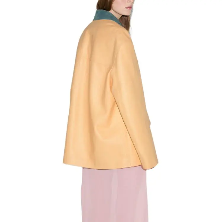 GUCCI Leather Jacket Women's Yellow-2