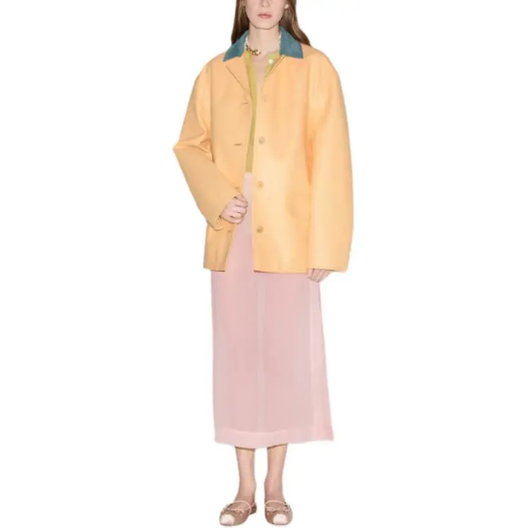 GUCCI Leather Jacket Women's Yellow-4