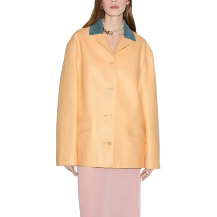 GUCCI Leather Jacket Women's Yellow-1