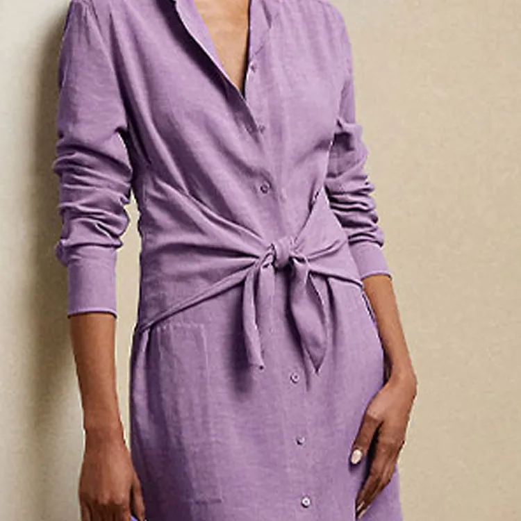 Polo Ralph Lauren SS23 Long Sleeved Dress Women's Purple-4