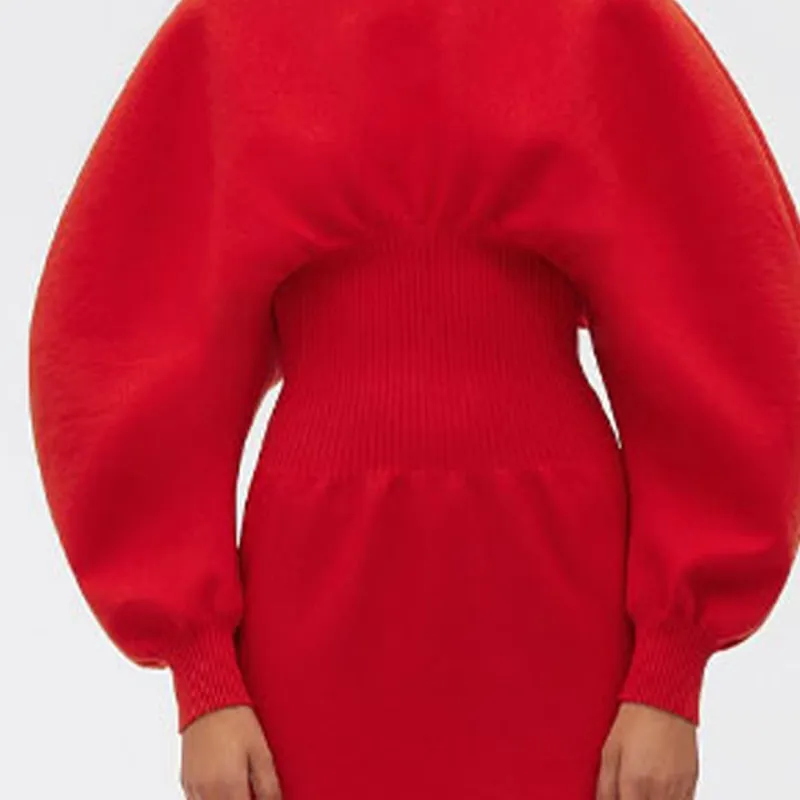 Bottega Veneta Long Sleeved Dress Women's Red-4