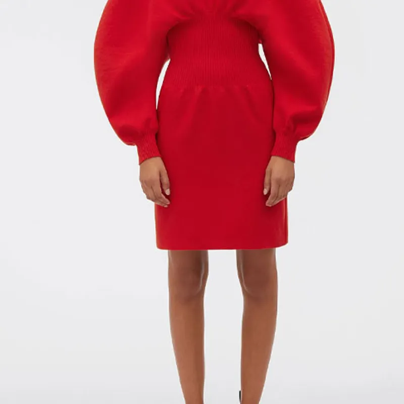 Bottega Veneta Long Sleeved Dress Women's Red-5