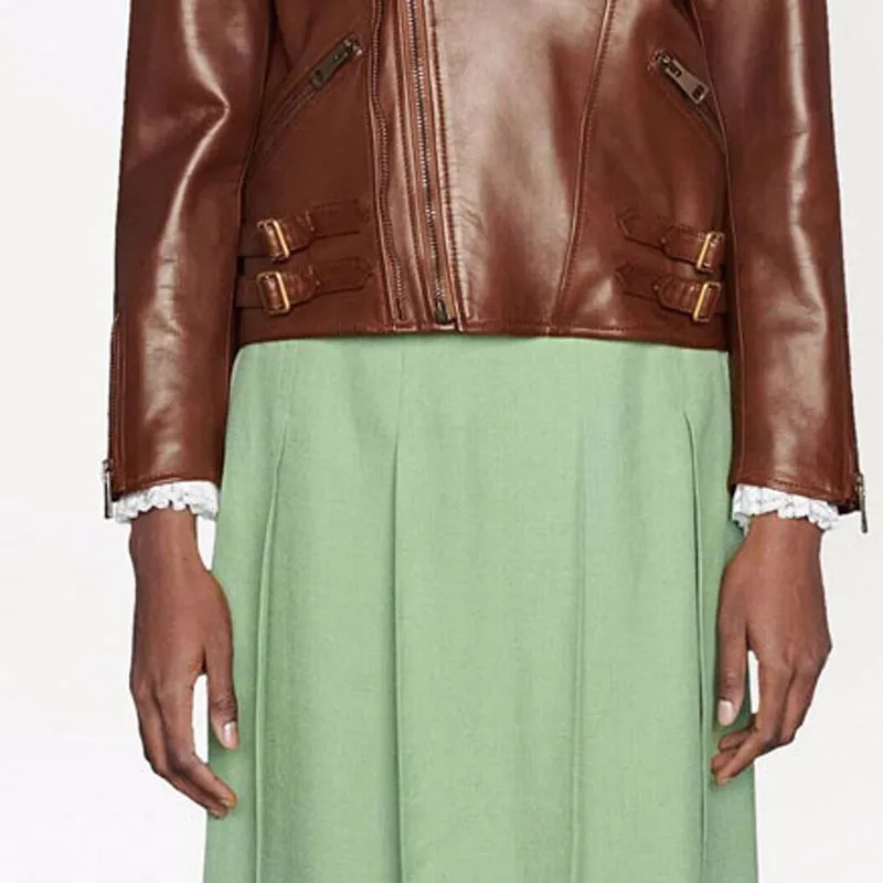 GUCCI Leather Jacket Women's Umber-4