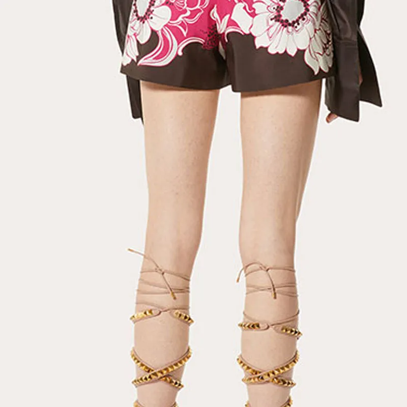 Valentino Plants & Flowers Casual Shorts Women's Pink-4