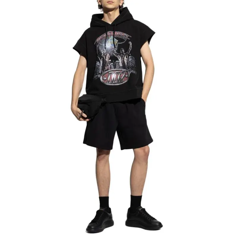 DSQUARED 2 Graphic Printed Cap Sleeved Hoodie-3