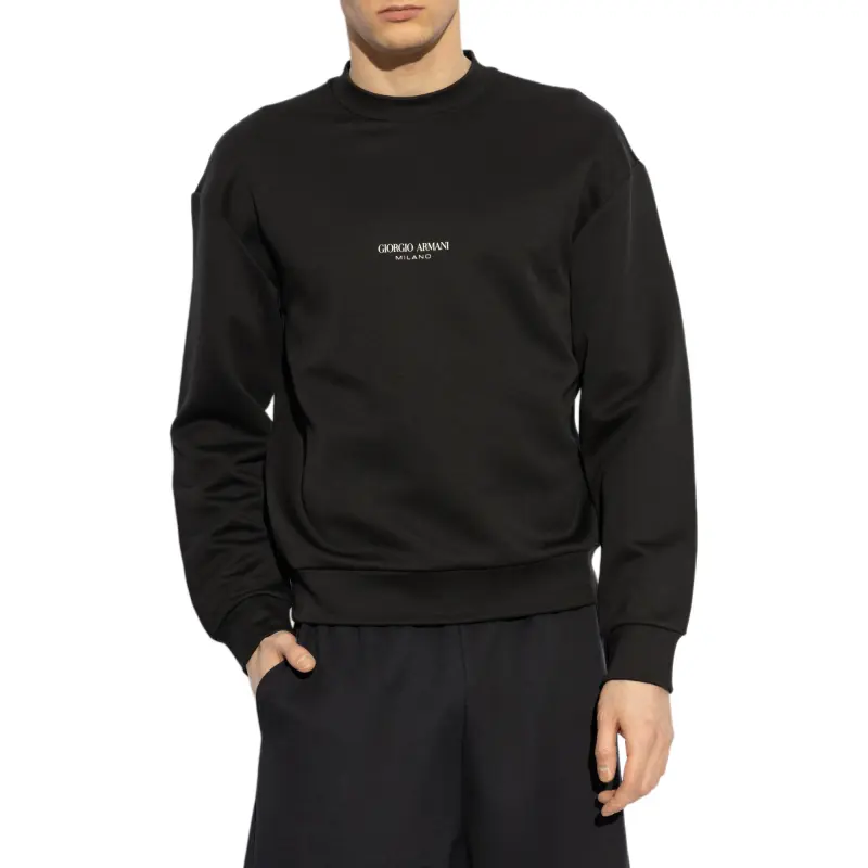 GIORGIO ARMANI Milano Logo Embroidered Crewneck Sweatshirt-1
