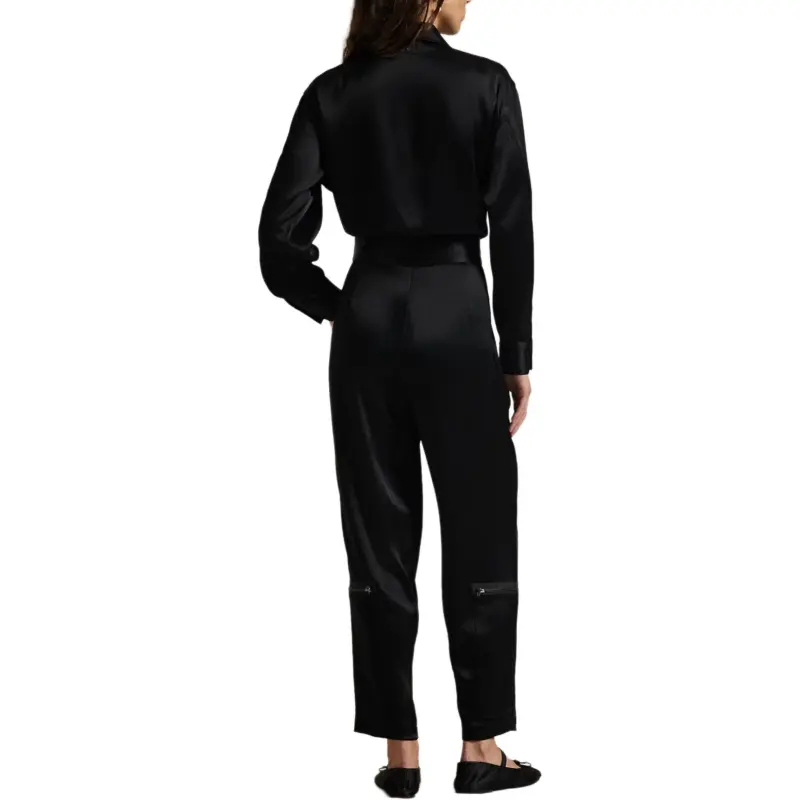 Polo Ralph Lauren Double-Faced Zip-Front Flight Suit Jumpsuit Women's Black-2