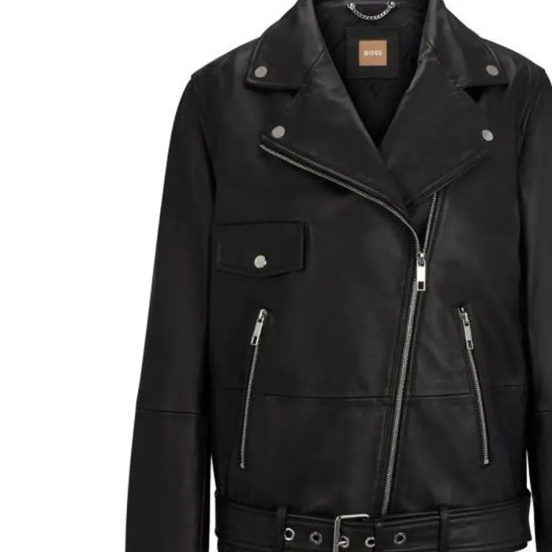HUGO BOSS Zip Detailed Leather Jacket-2