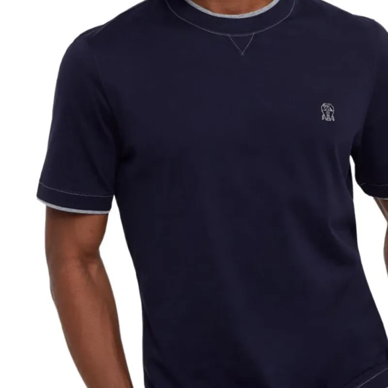 Brunello Cucinelli Logo Embroidered Layered T-Shirt-4