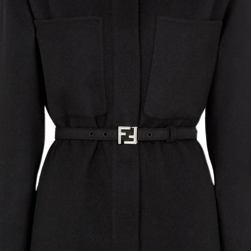 FENDI Logo Embroidered Belted Waist Jacket-3