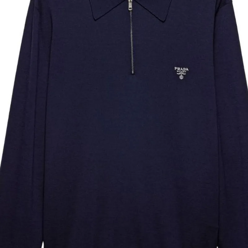 PRADA Long Sleeved Knitted Polo Shirt-5