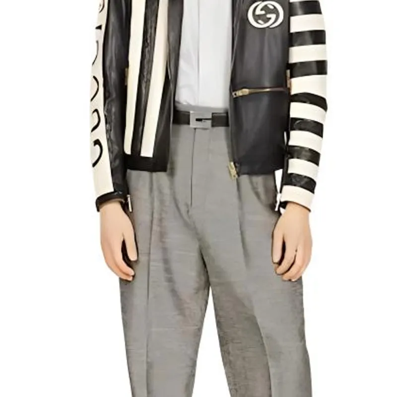 GUCCI Leather Jacket Jackets Coats Men's Black-3