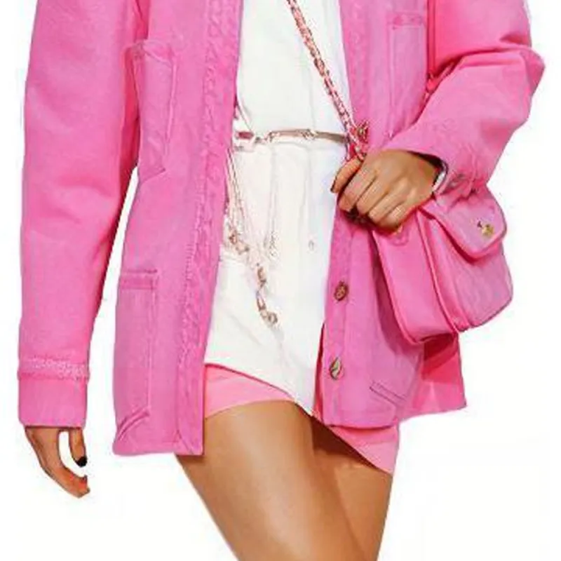 CHANEL Denim Jacket Women's Pink-4